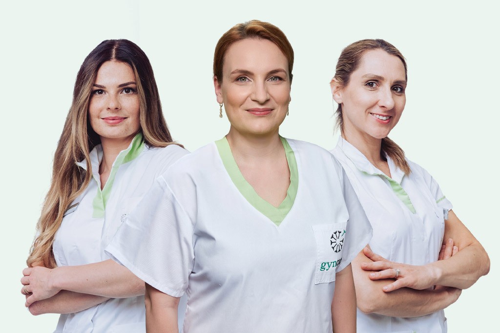 O lečenju neplodnosti 4 Tri ženy v bielych uniformách.